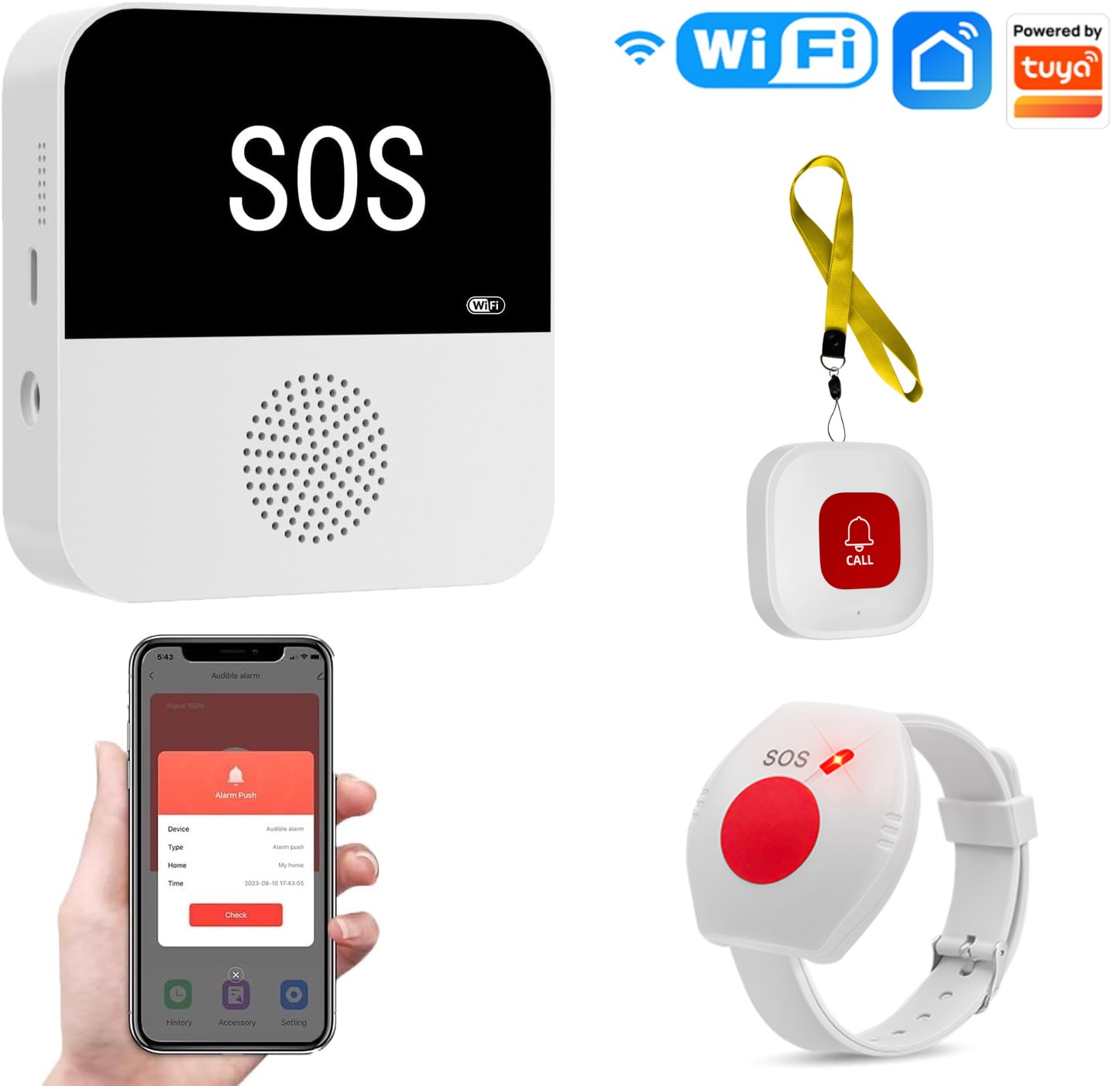 Wifi Smart Plug - Draadloos WiFi Ouderenverzorger Pager SOS-oproepknop Noodsituatie